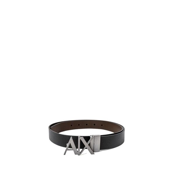 Armani Exchange Black Leather Regular Men's Belt